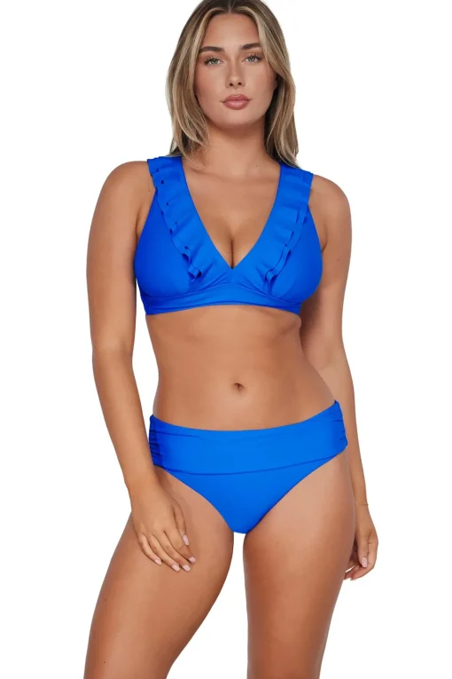 Sunsets Electric Blue Capri High Waist Bottom< Plus Size | High-Waist