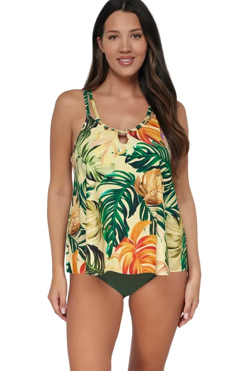Sunsets Escape Amber Oasis Sadie Tankini Top< Plus Size | Wire-Free