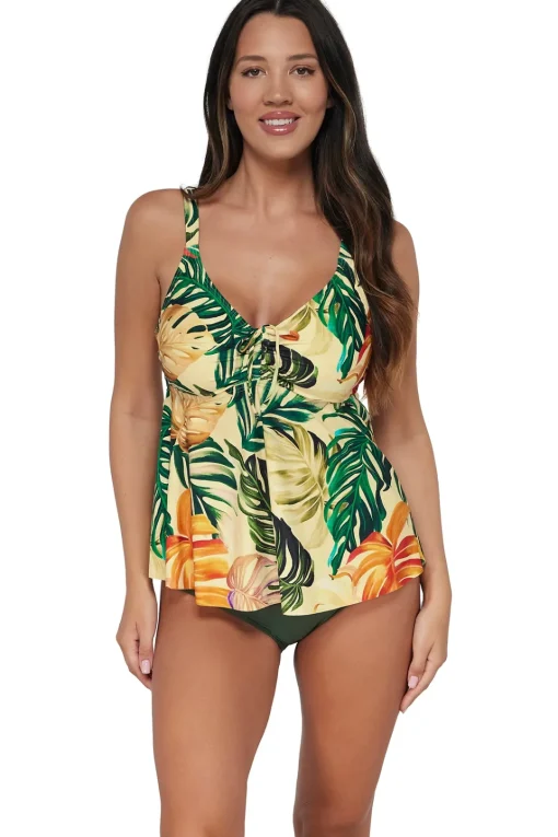 Sunsets Escape Amber Oasis Marin Tankini Top< Plus Size | Underwire