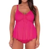 Sunsets Escape Begonia Sandbar Rib Marin Tankini Top< Plus Size | Underwire