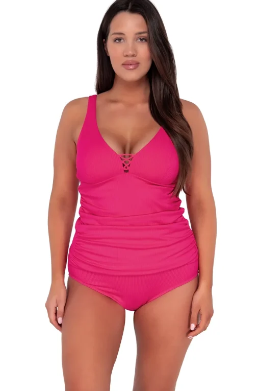 Sunsets Escape Begonia Sandbar Rib Emerson Tankini Top< Plus Size | Underwire