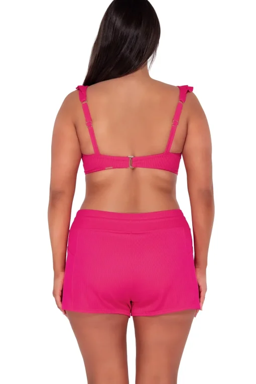 Sunsets Escape Begonia Sandbar Rib Laguna Swim Short< Plus Size