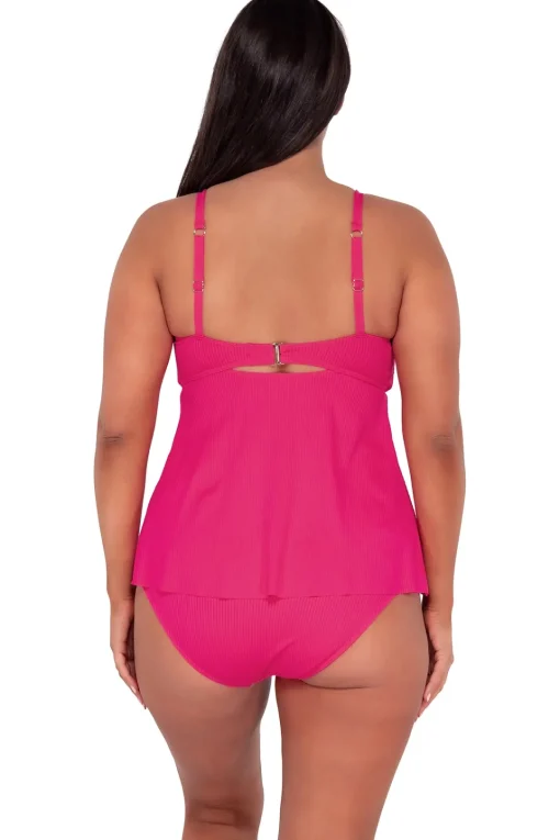 Sunsets Escape Begonia Sandbar Rib Tori Tankini Top< Plus Size | Tankinis