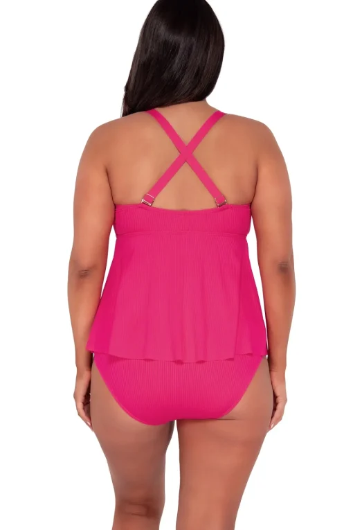 Sunsets Escape Begonia Sandbar Rib Marin Tankini Top< Plus Size | Underwire
