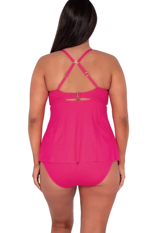 Sunsets Escape Begonia Sandbar Rib Tori Tankini Top< Plus Size | Tankinis