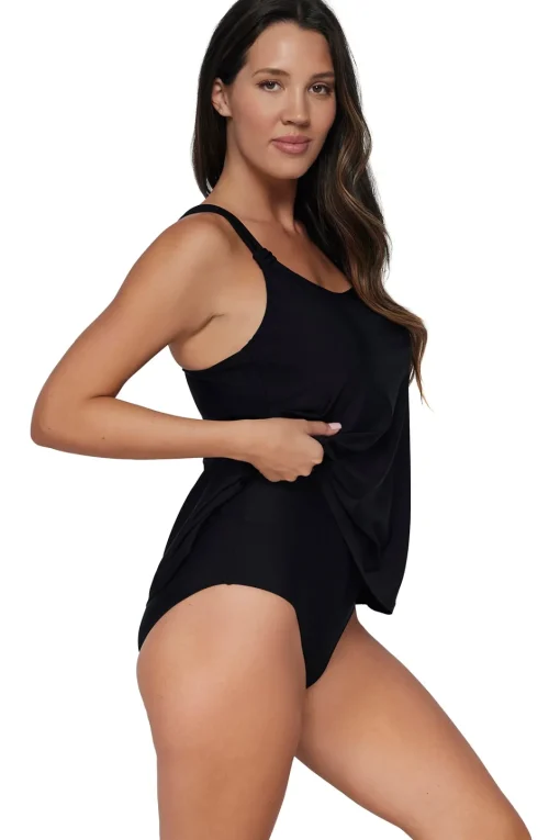 Sunsets Escape Black Jenna Tankini Top< Tankinis