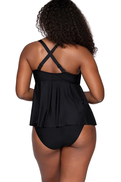 Sunsets Escape Black Marin Tankini Top< Plus Size | Underwire