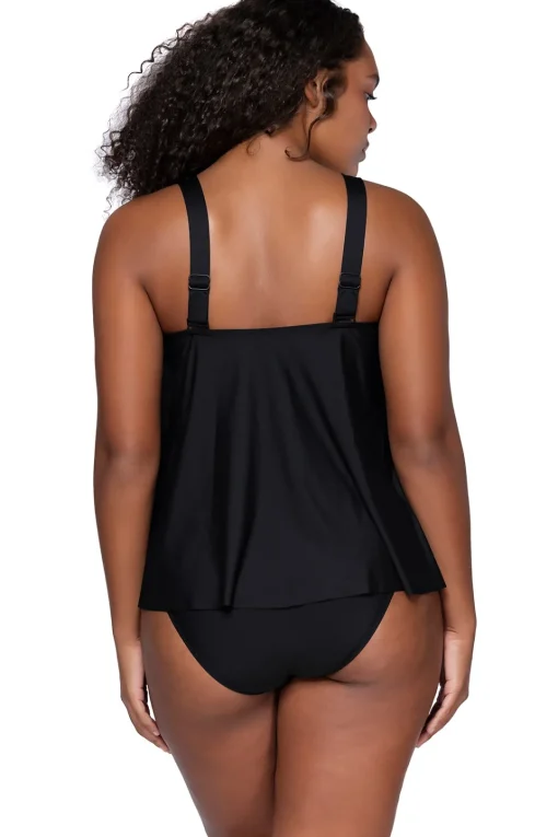 Sunsets Escape Black Sadie Tankini Top< Plus Size | Tankinis