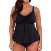 Sunsets Escape Black Seagrass Texture Marin Tankini Top< Plus Size | Underwire
