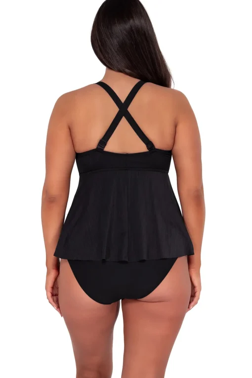 Sunsets Escape Black Seagrass Texture Marin Tankini Top< Plus Size | Underwire