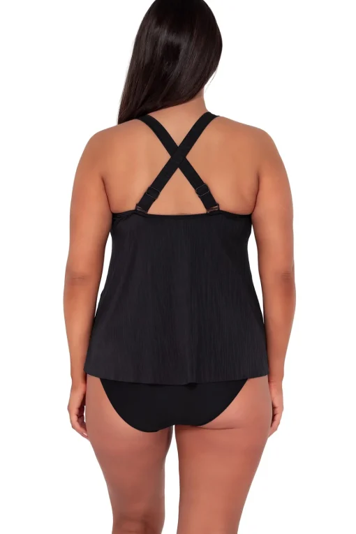 Sunsets Escape Black Seagrass Texture Sadie Tankini Top< Plus Size | Wire-Free