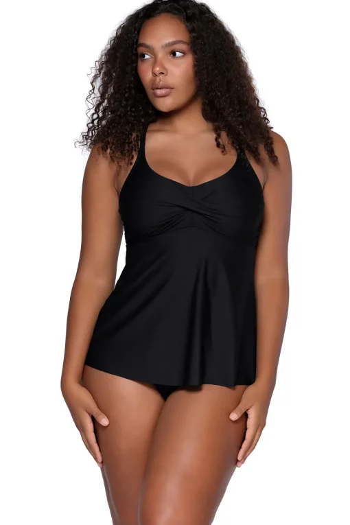 Sunsets Escape Black Tori Tankini< Plus Size | Tankinis