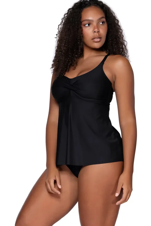Sunsets Escape Black Tori Tankini< Plus Size | Tankinis