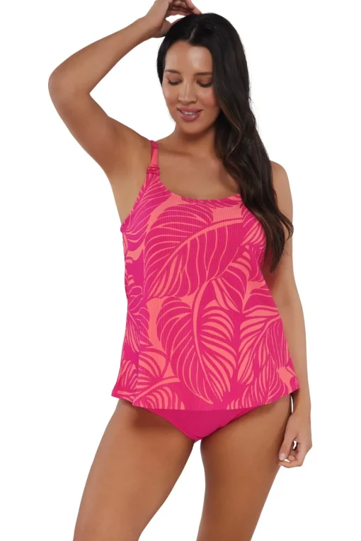Sunsets Escape Blushing Palms Sandbar Rib Jenna Tankini Top< Tankinis