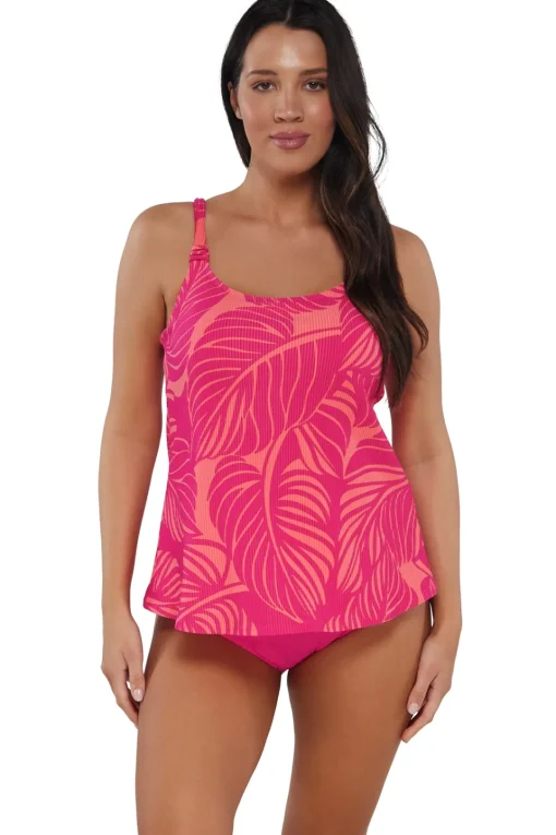 Sunsets Escape Blushing Palms Sandbar Rib Jenna Tankini Top< Tankinis