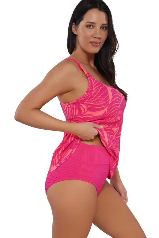 Sunsets Escape Blushing Palms Sandbar Rib Jenna Tankini Top< Tankinis
