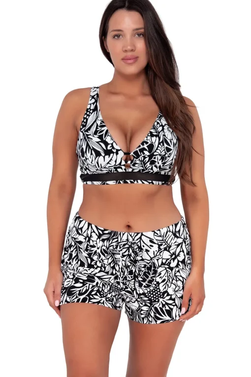 Sunsets Escape Caribbean Seagrass Texture Laguna Swim Short< Plus Size