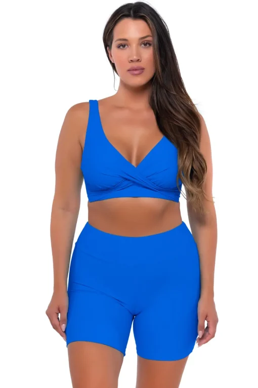 Sunsets Escape Electric Blue Bayside Bike Short< Plus Size | High-Waist