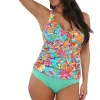Sunsets Escape Festive Floral Sandbar Rib Emerson Tankini Top< Plus Size | Underwire