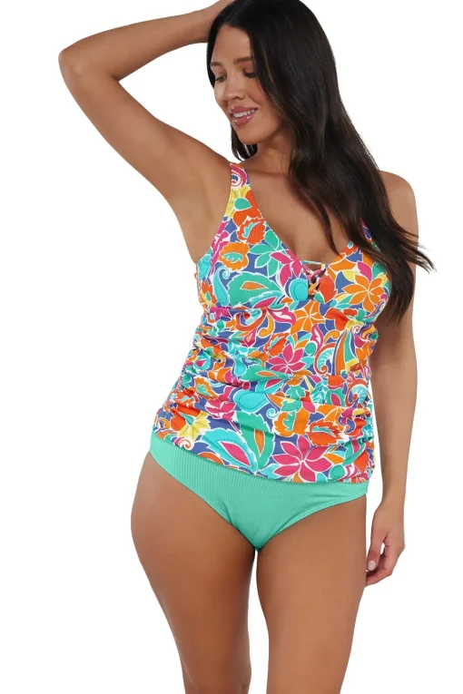Sunsets Escape Festive Floral Sandbar Rib Emerson Tankini Top< Plus Size | Underwire
