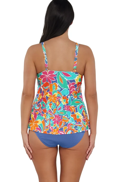 Sunsets Escape Festive Floral Sandbar Rib Jenna Tankini Top< Tankinis