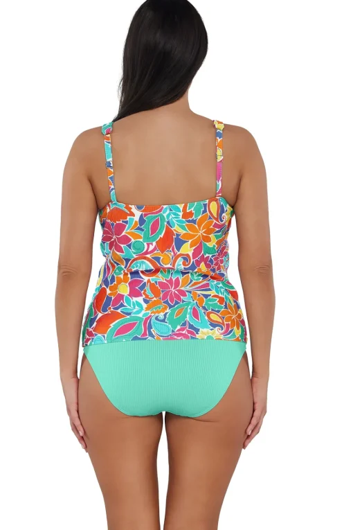 Sunsets Escape Festive Floral Sandbar Rib Emerson Tankini Top< Plus Size | Underwire
