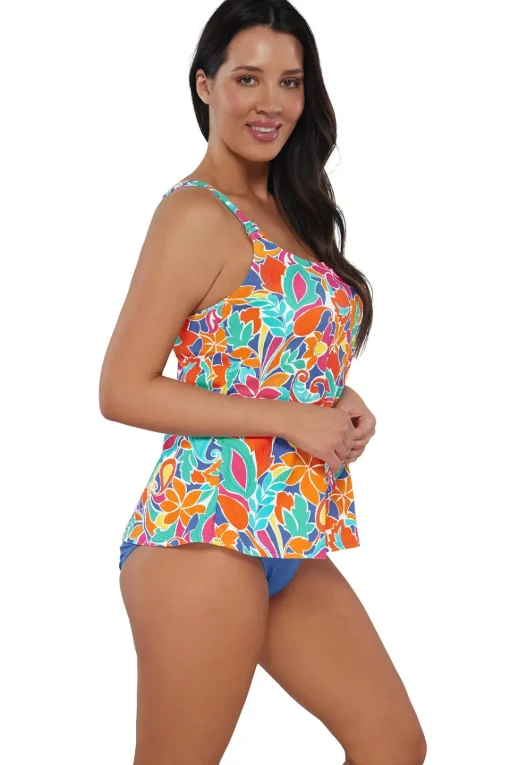 Sunsets Escape Festive Floral Sandbar Rib Jenna Tankini Top< Tankinis