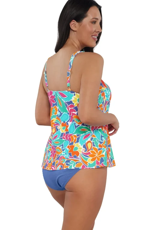 Sunsets Escape Festive Floral Sandbar Rib Jenna Tankini Top< Tankinis