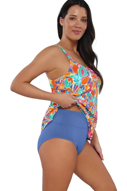 Sunsets Escape Festive Floral Sandbar Rib Jenna Tankini Top< Tankinis