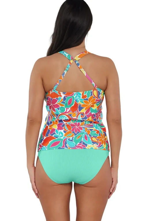 Sunsets Escape Festive Floral Sandbar Rib Emerson Tankini Top< Plus Size | Underwire