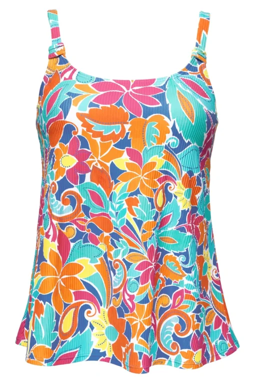 Sunsets Escape Festive Floral Sandbar Rib Jenna Tankini Top< Tankinis