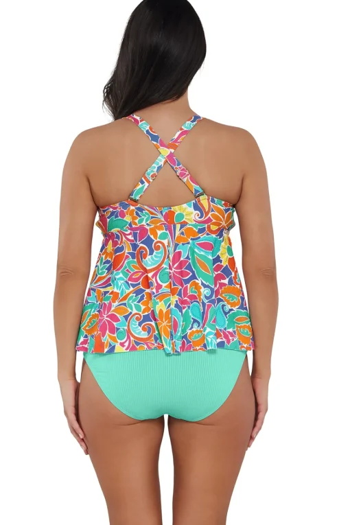 Sunsets Escape Festive Floral Sandbar Rib Marin Tankini Top< Plus Size | Underwire