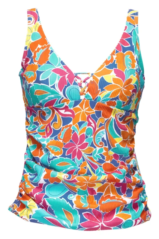 Sunsets Escape Festive Floral Sandbar Rib Emerson Tankini Top< Plus Size | Underwire