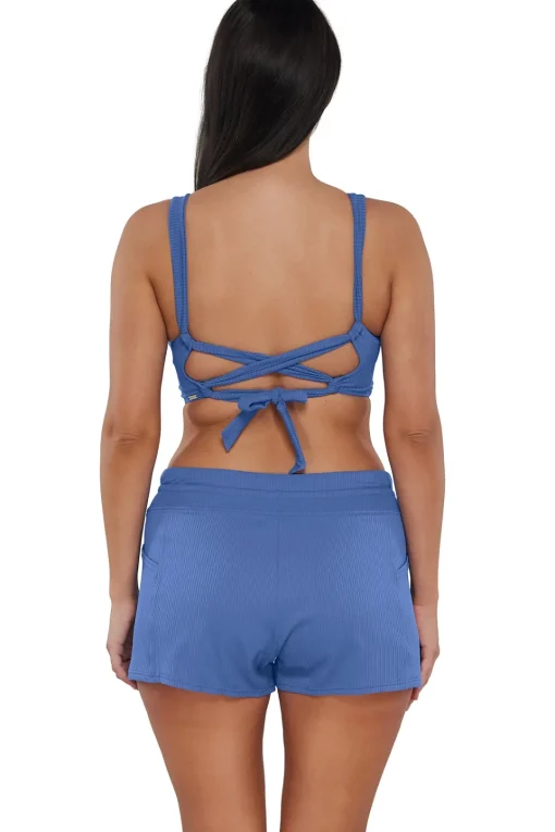 Sunsets Escape Harbor Blue Sandbar Rib Laguna Swim Short< Plus Size