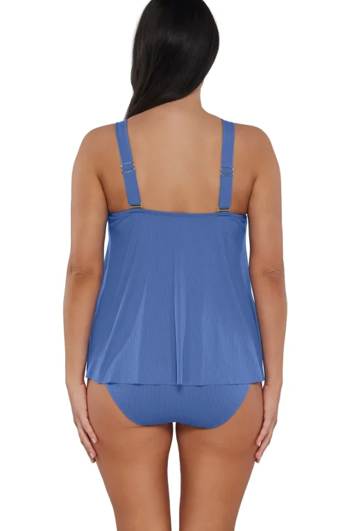 Sunsets Escape Harbor Blue Sandbar Rib Sadie Tankini Top< Plus Size | Wire-Free