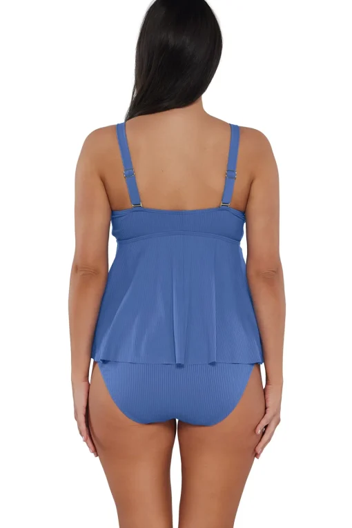 Sunsets Escape Harbor Blue Sandbar Rib Marin Tankini Top< Plus Size | Underwire