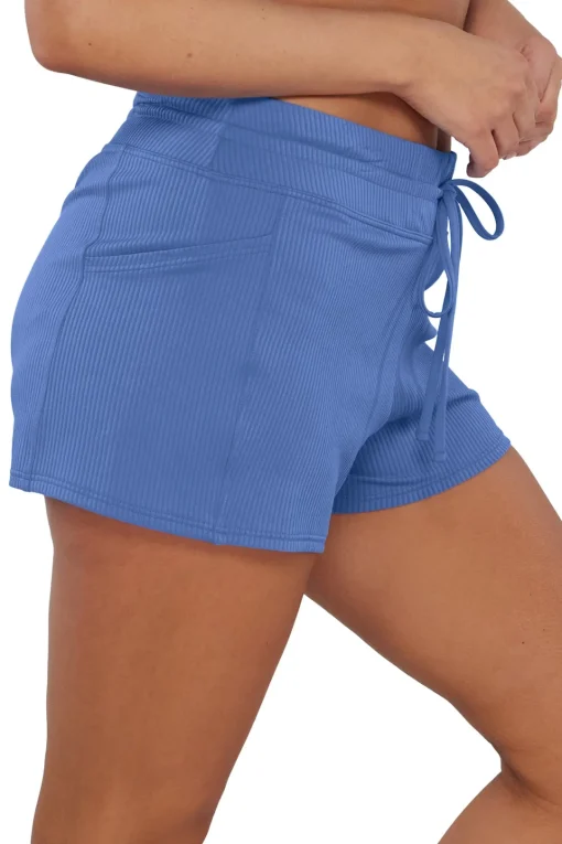 Sunsets Escape Harbor Blue Sandbar Rib Laguna Swim Short< Plus Size