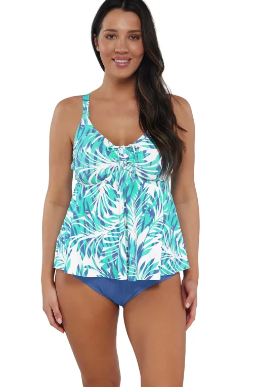 Sunsets Escape Sea Breeze Sandbar Rib Marin Tankini Top< Plus Size | Underwire