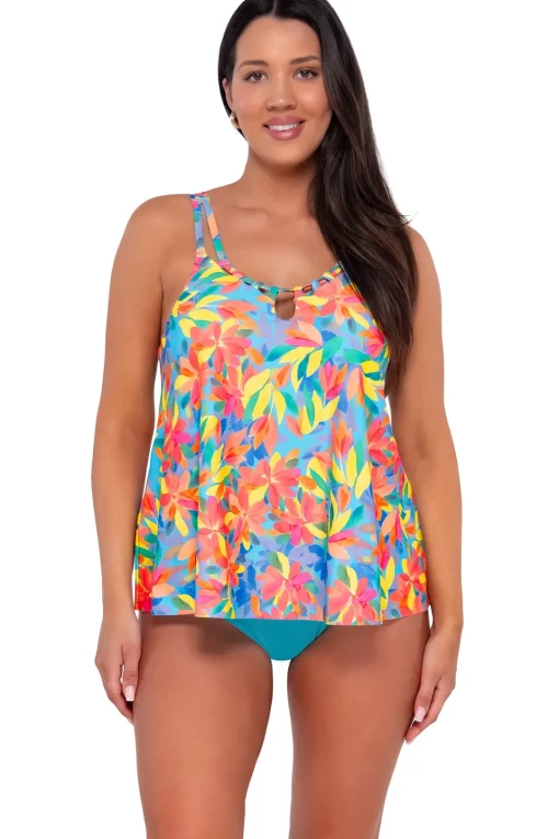 Sunsets Escape Shoreline Petals Sadie Tankini Top< Plus Size | Wire-Free