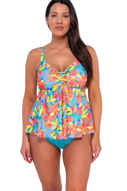 Sunsets Escape Shoreline Petals Marin Tankini Top< Plus Size | Underwire