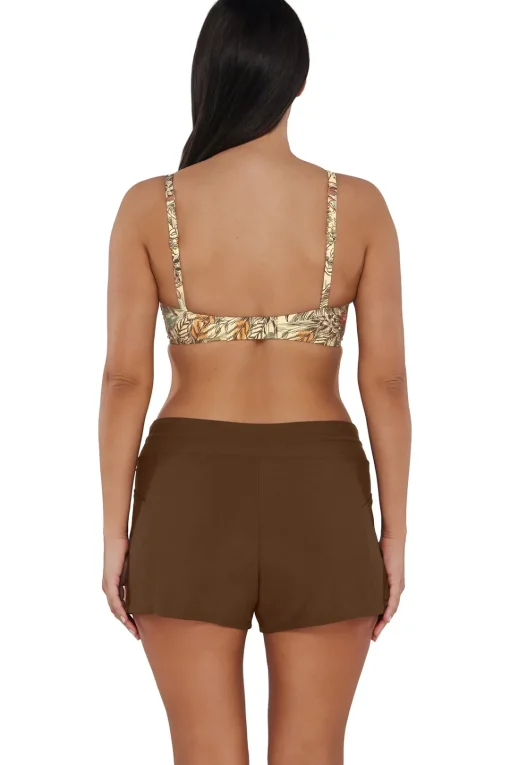 Sunsets Escape Tiki Brown Laguna Swim Short< Plus Size