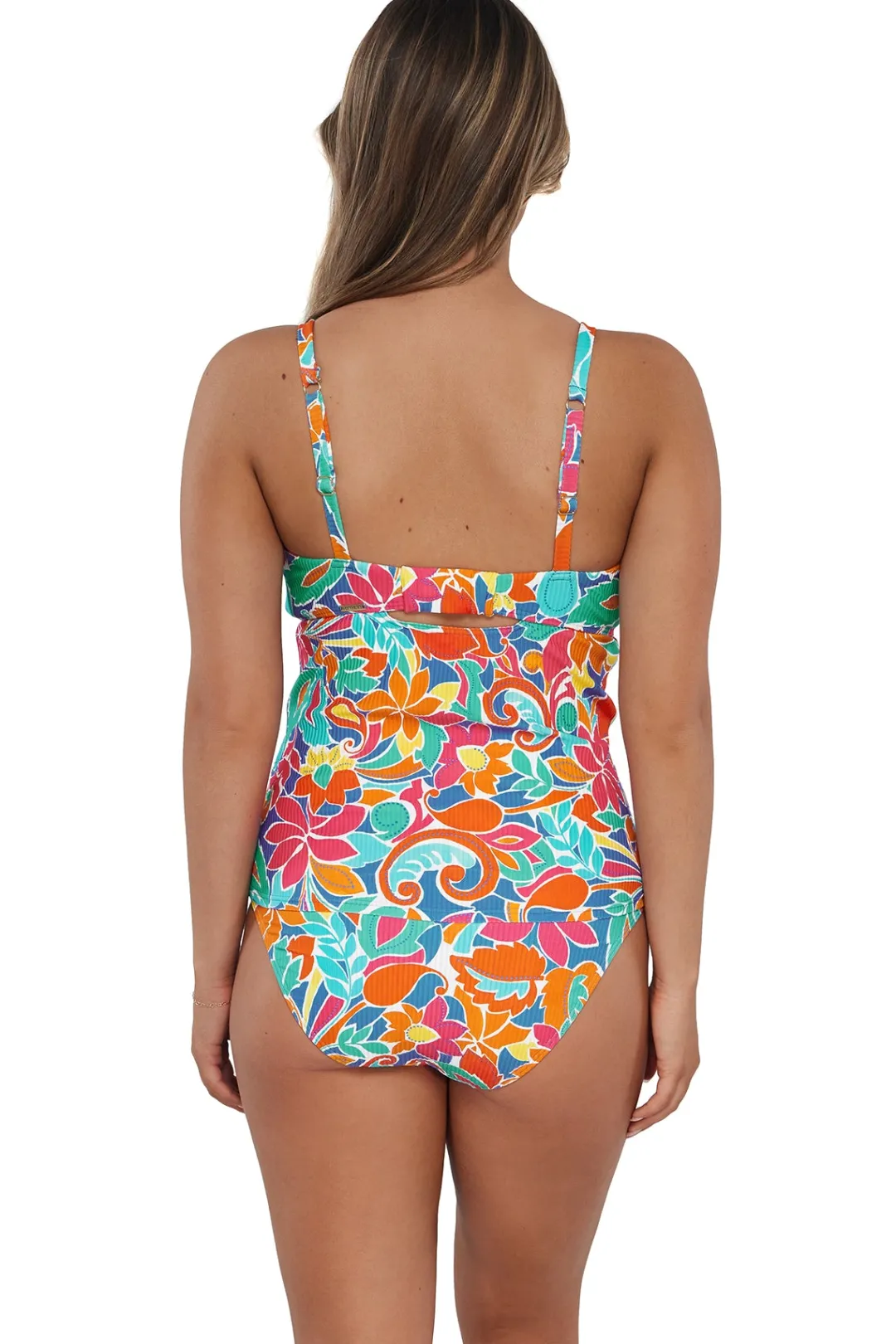 Sunsets Festive Floral Sandbar Rib Zuri V-Wire Tankini Top< Plus Size | Underwire