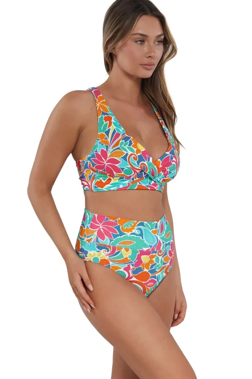 Sunsets Festive Floral Sandbar Rib Hannah High Waist Bottom< Plus Size | High-Waist