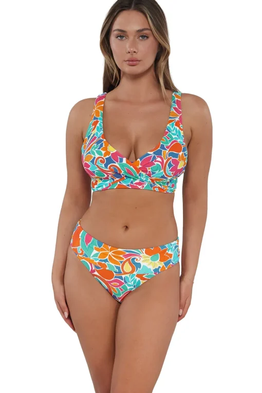 Sunsets Festive Floral Sandbar Rib Hannah High Waist Bottom< Plus Size | High-Waist