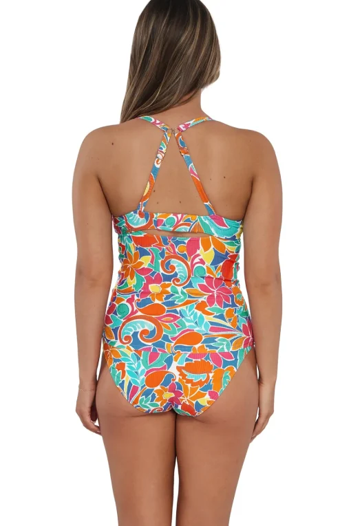 Sunsets Festive Floral Sandbar Rib Serena Tankini Top< Plus Size | Underwire