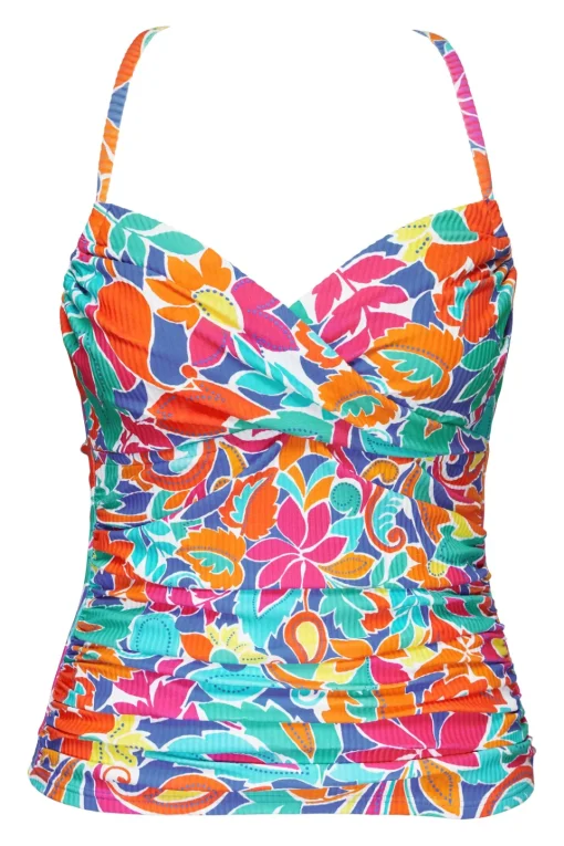 Sunsets Festive Floral Sandbar Rib Simone Tankini Top< Wire-Free | Tankinis