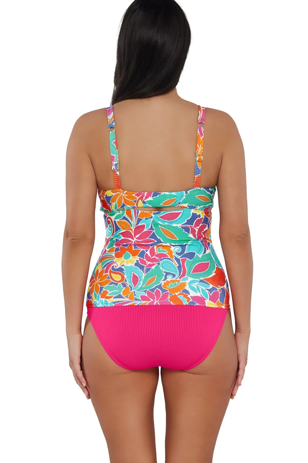 Sunsets Festive Floral Sandbar Rib Zuri V-Wire Tankini Top< Plus Size | Underwire