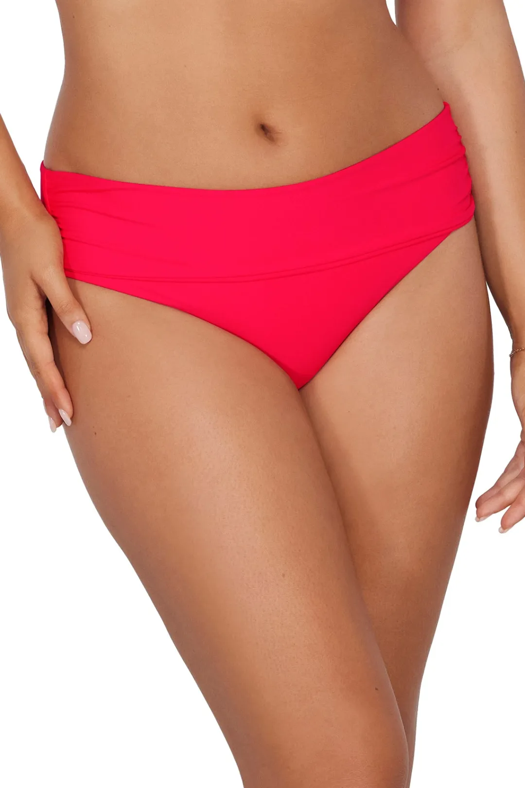 Sunsets Geranium Capri High Waist Bottom< Plus Size | Bikini Bottoms