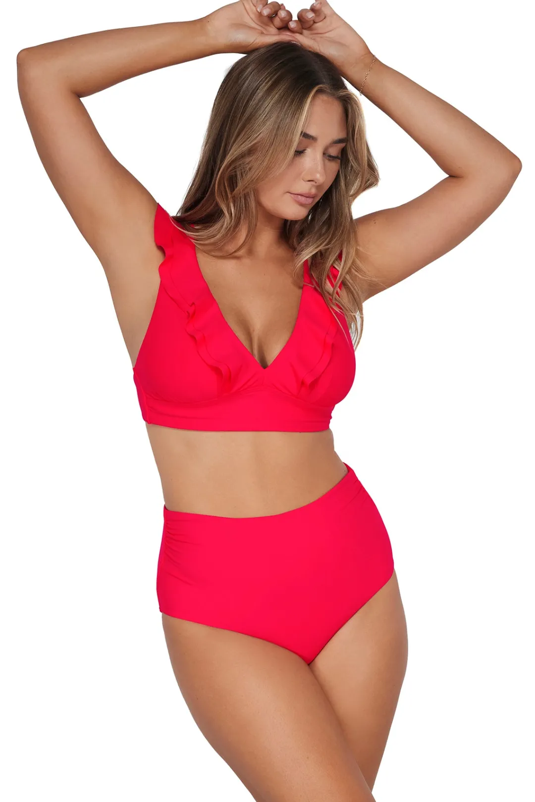 Sunsets Geranium Capri High Waist Bottom< Plus Size | Bikini Bottoms