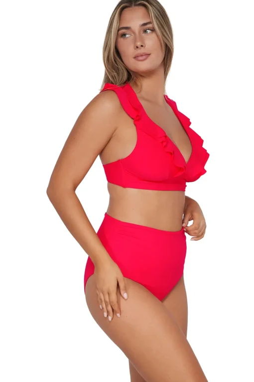 Sunsets Geranium Capri High Waist Bottom< Plus Size | Bikini Bottoms